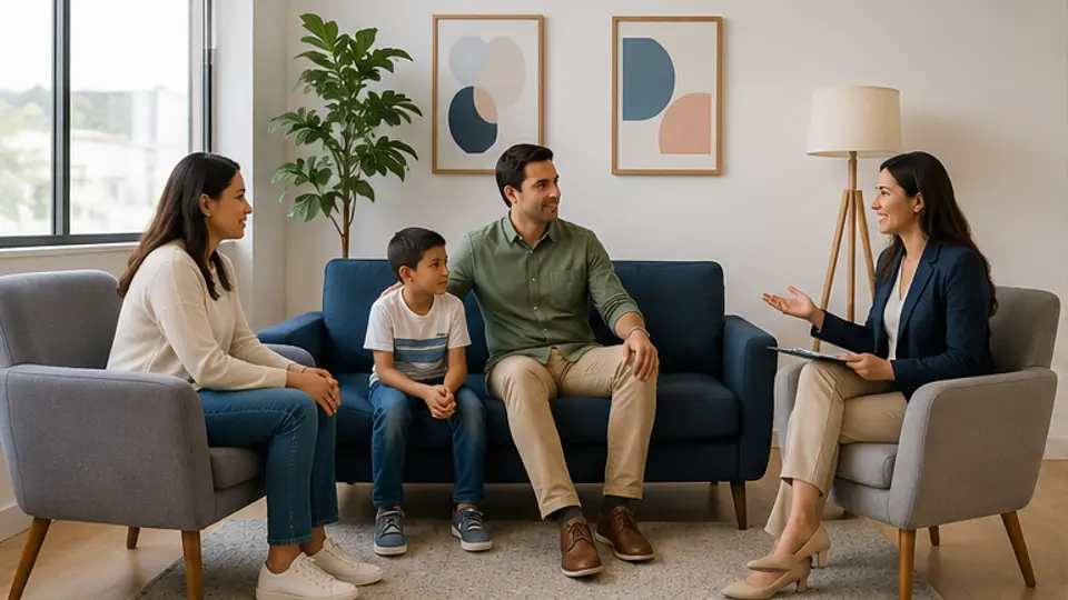 Familia recibiendo orientación psicológica